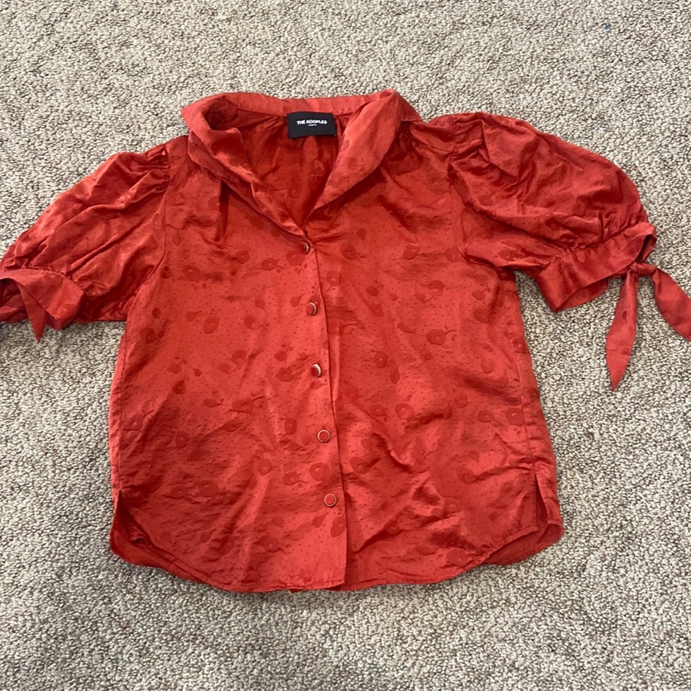 The Kooples | Red puff sleeve top